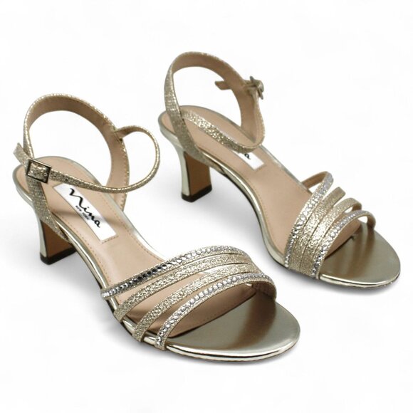 Nina Women's Nelena Evening Sandals - Light Gold - Picture 1 of 7